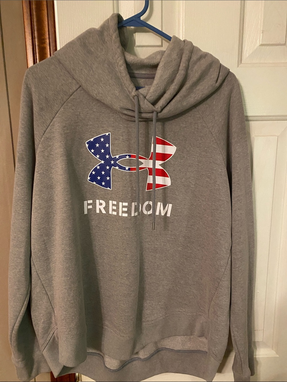 Under Armour Women’s Gray Crewneck Hoodie with American Flag Logo